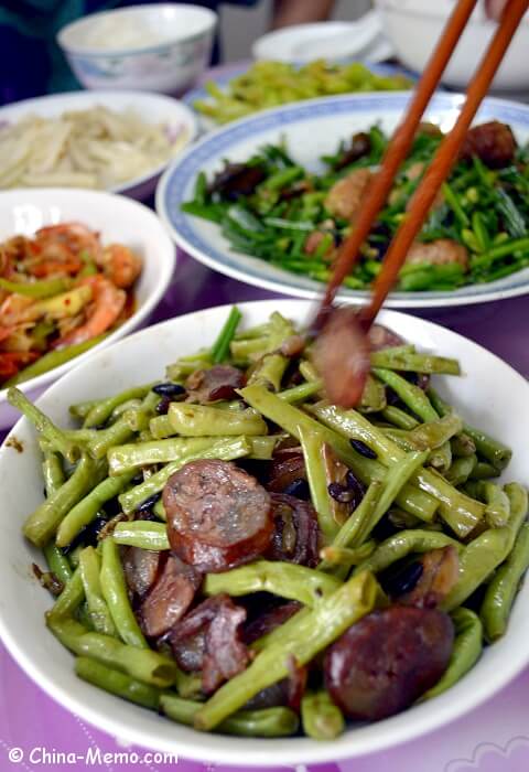 Chinese Green Beans Fried Sausages