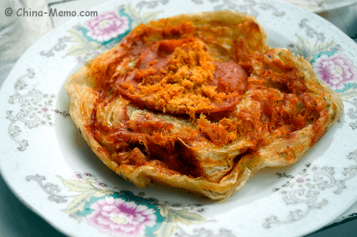 Chinese Breakfast Bing with Pork Floss and Ham