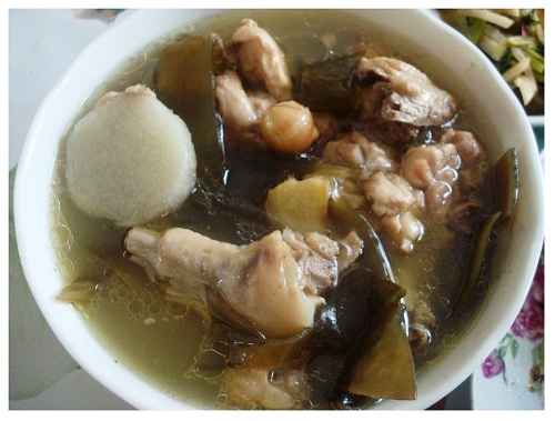 Chinese Chicken Soup with Kelp and Herbs. .
