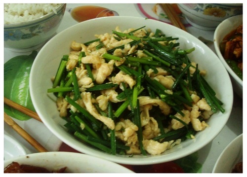 Chinese Daily Meal Pork Fried Chive.