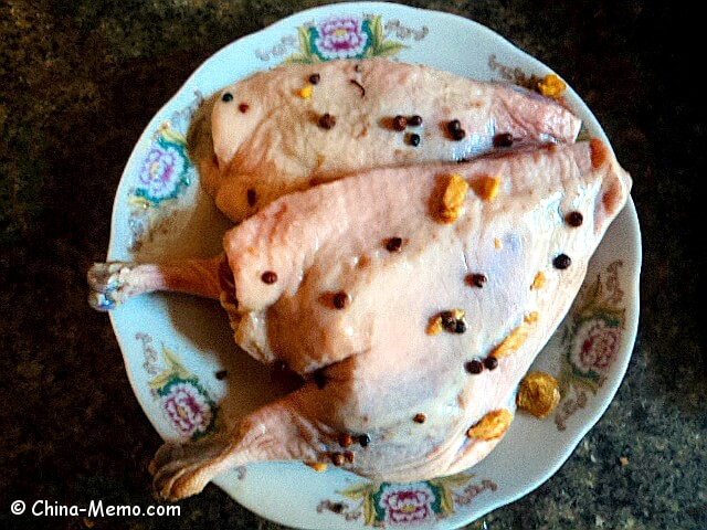 Chinese duck legs marinate