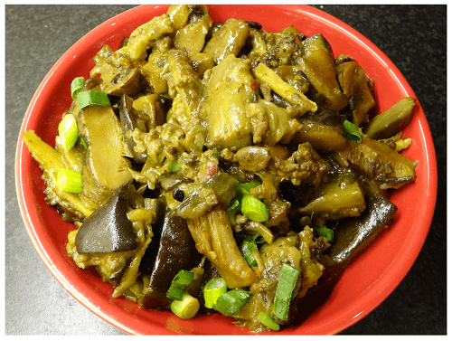 Chinese Eggplant Meat Dry Mushroom.