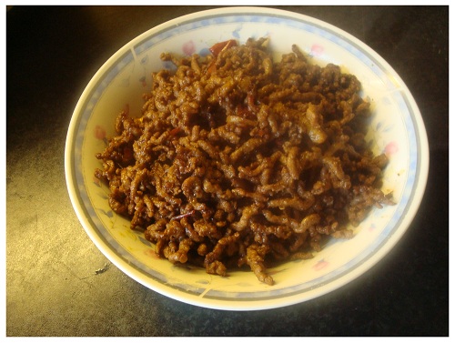 Chinese Food Cooked Meat Mince.