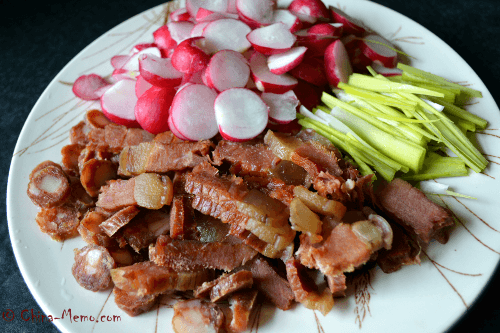 Chinese Hunan Preserved Pork with ingredients.