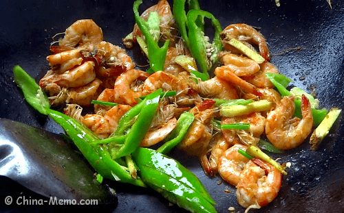 Chinese Jinga Shrimp with Green Chilli