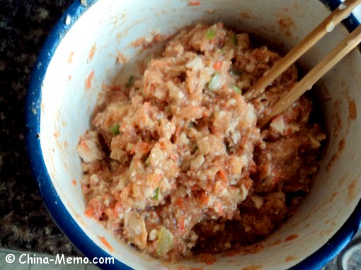 Chinese Lion Head Meatballs Ingredients Mixed