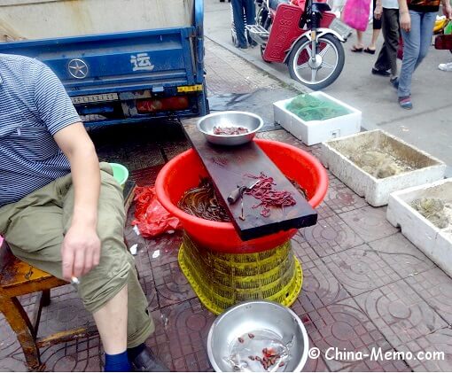 China Local Street Market  Eels