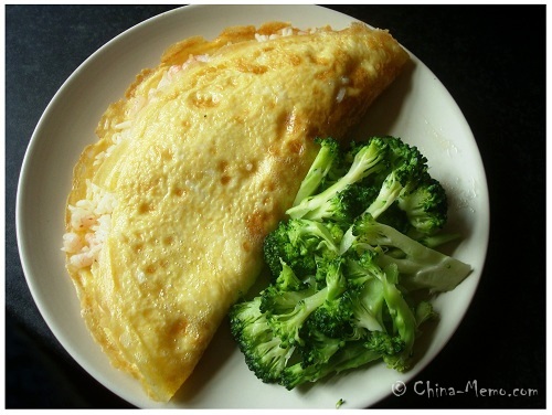 Chinese Omelette of Prawn Rice & Vegetable.
