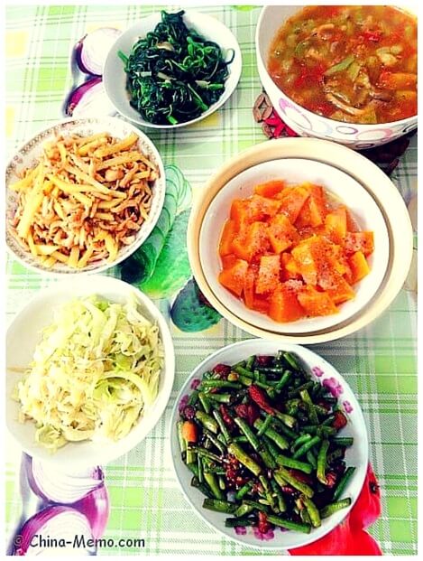 Chinese Lunch with Pork Fried Potato