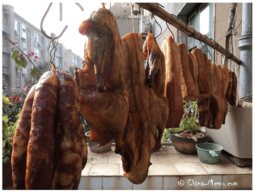 Chinese  Homemade Preserved Sausages and Pork.