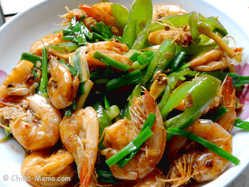 Chinese Spicy Jinga Shrimp with Green Chillies