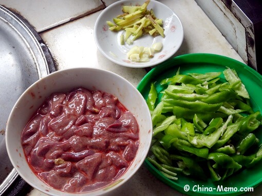 Chinese Pork Liver Fried Green Chilli Ingredients