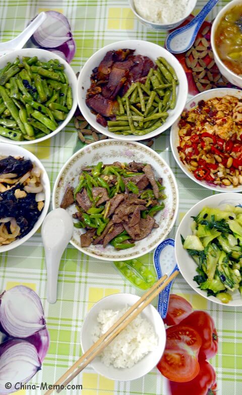 Lunch with Chinese Pork Liver Fried Green Chilli.