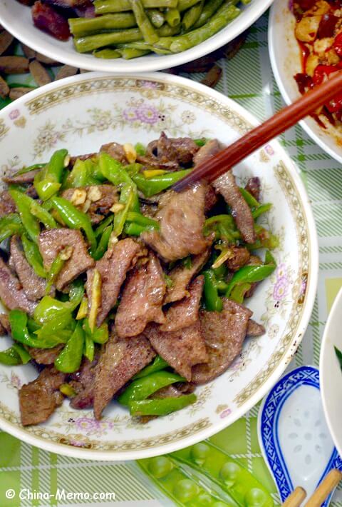 Chinese Pork Liver Fried Green Chilli.