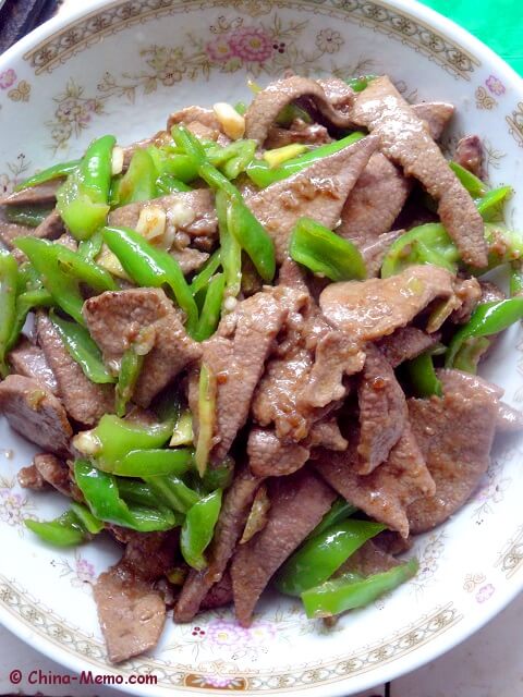 Chinese Pork Liver Fried Green Chilli.