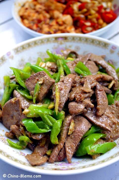 Chinese Pork Liver Fried Green Chilli.