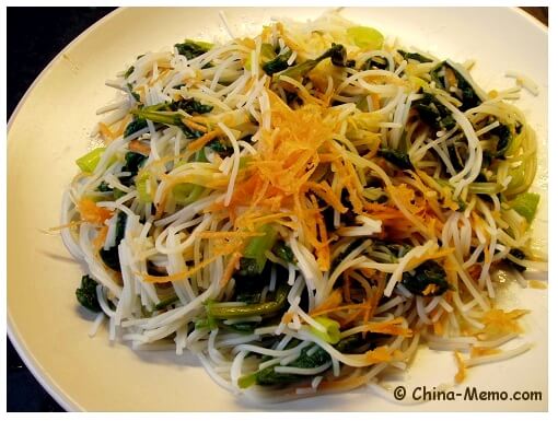 Chinese Spinach Rice Noodle Salad.