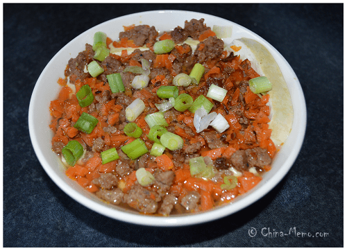 Chinese Steamed Tofu with Meat Mince.