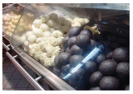 Chinese Steamed Buns in Food Market.