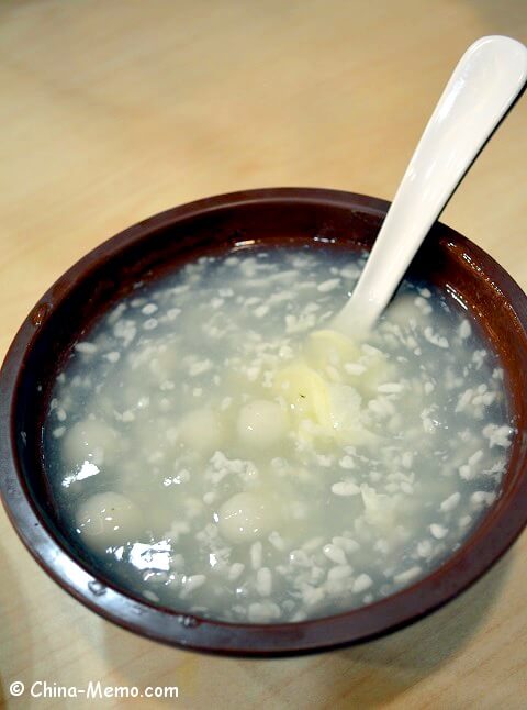 Shanghai Sweet Wine Sticky Rice Ball Soup.