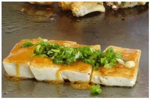 China Hunan Iron Plate Grill Tofu and Spring Onions.