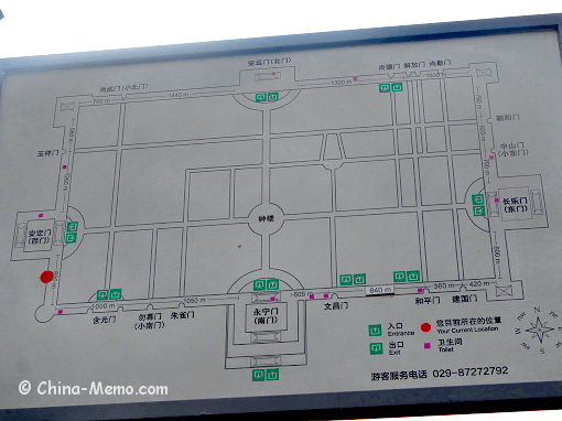 China Xian City Wall Map