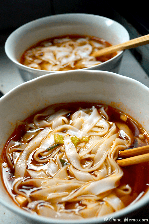 Chinese homemade rice noodle soup