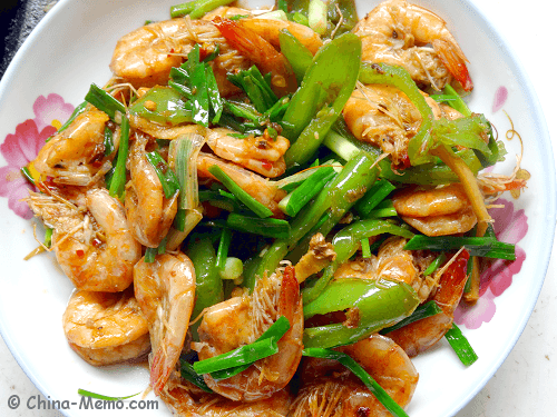 Chinese Spicy Jinga Shrimp with Green Chilli.