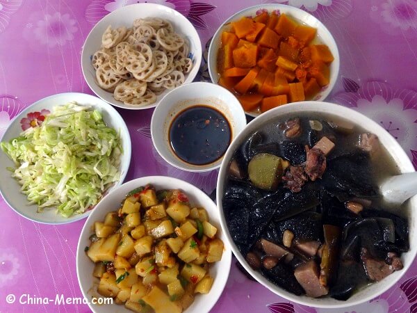 Chinese Family Lunch with Rice Tofu Dish