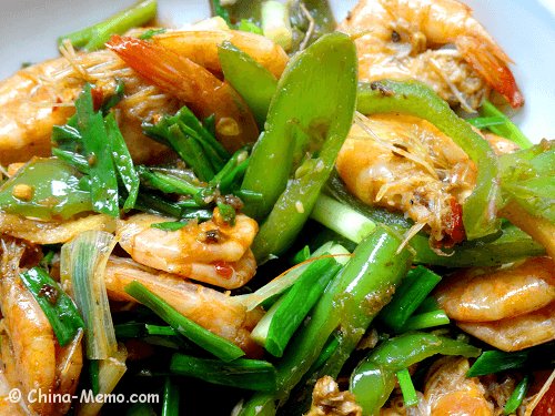Chinese Spicy Jinga Shrimp with Green Chilli.