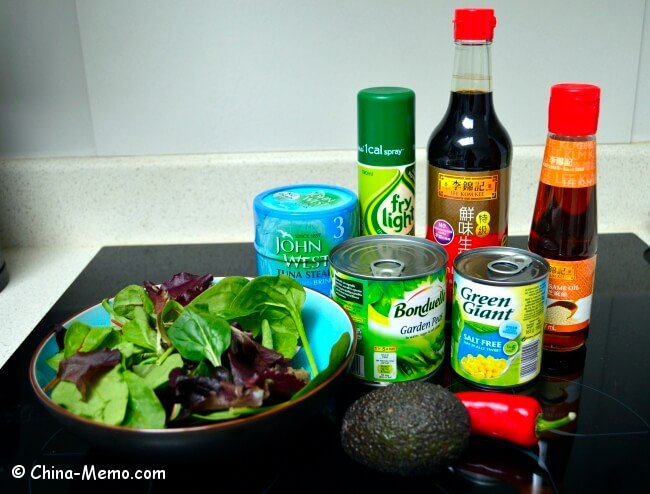 Ingredients for Chinese Spicy Tuna Veggie