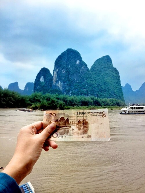 China Guangxi Guilin Li River on Money