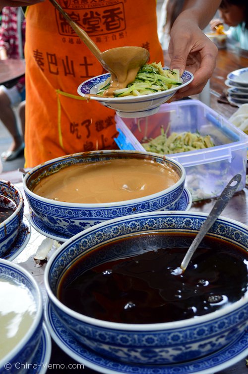 Xian Muslim Street Cold Noodle with Sesame Sauce.