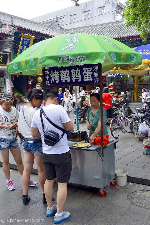 China Xian Muslim Street Food Stall for Grilled Quial Eggs.