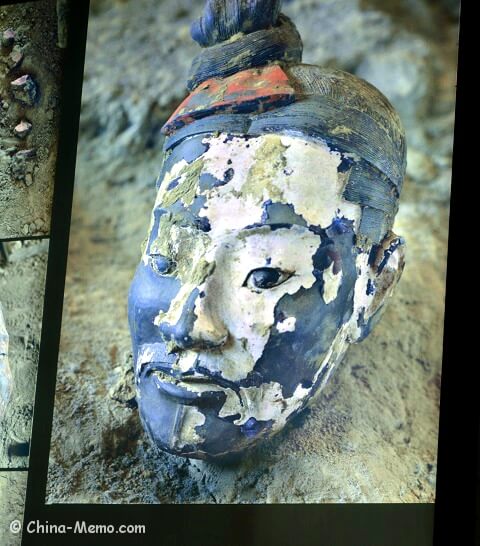 Xian Terracotta Army. A color painted head.