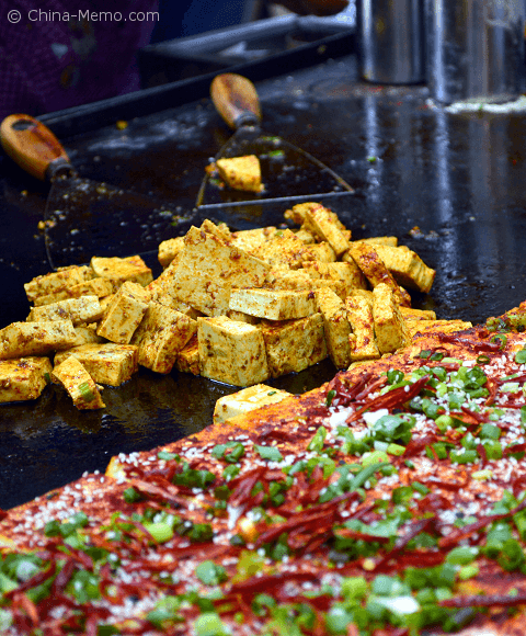 Xian Muslim Street Food, Iron Plate Fried Tofu.