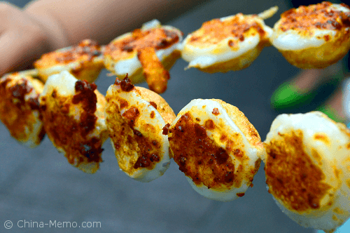 Xian Muslim Street Food, Grilled Quail Eggs.