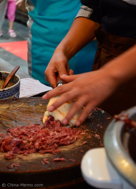 Xian Muslim Street Marinated Meat filled Bun.