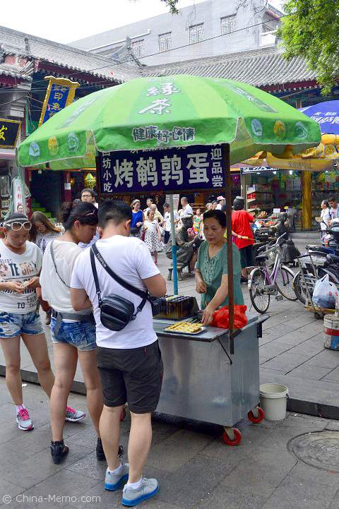 China Xian Muslim Street Food Stall for Grilled Quial Eggs.